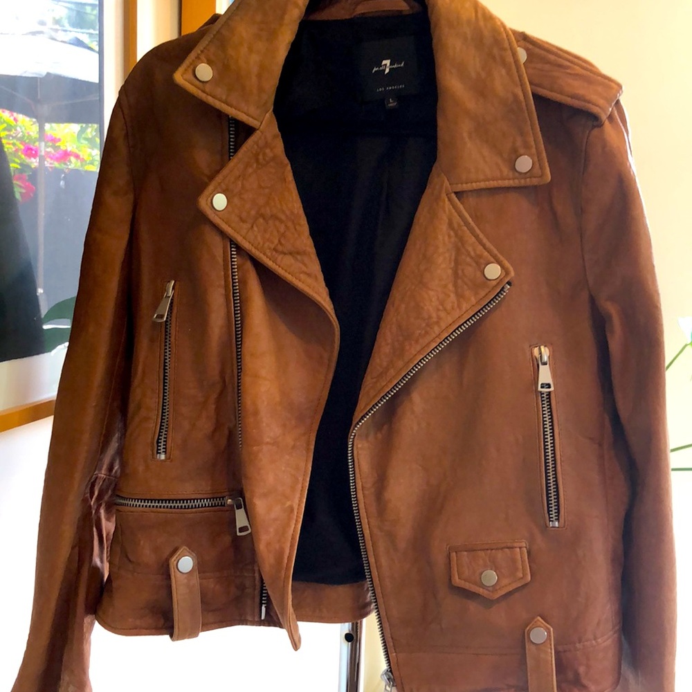 7 For All Mankind leather moto jacket